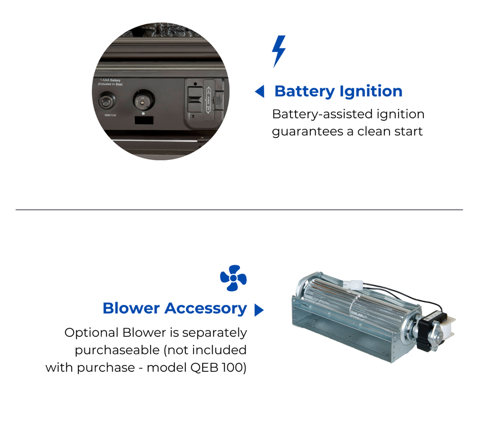 Bluegrass Living Ventless Dual Fuel 3-Sided Gas Stove, 23K BTU, Remote ...