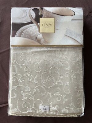 Lenox Opal Innocence 90'' Round Tablecloth Ivory New
