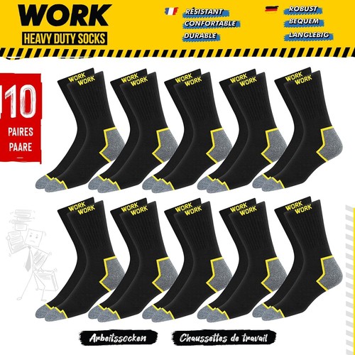10 Paia Di Calze Da Lavoro Uomo Lunghe Rinforzate WORK Socks, Calzini - Foto 2 di 6