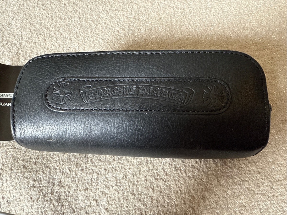 CHROME HEARTS Pebbled Leather Eyeglasses Case Black Piece Of