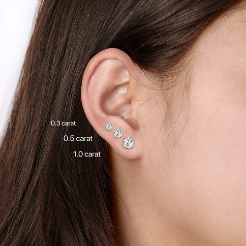 Tiny moissanite Stud earrings Solitaire Butterfly Backs Silver Pair  2*0.2CT - Picture 5 of 8