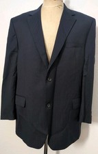 Joseph  Feiss 48R Navy Pinstriped 100 Wool 2 Button Blazer Sport Coat Jacket