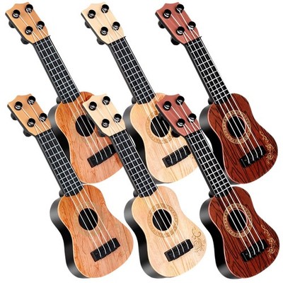 10 Inch Kids Mini Guitar 3 Pcs Toy Guitars 4 Strings Small/Mini, Brown 