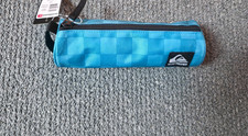 QUIKSILVER Pencil Case Teal Checked One Size Logo Handle Black Trim Barrel New