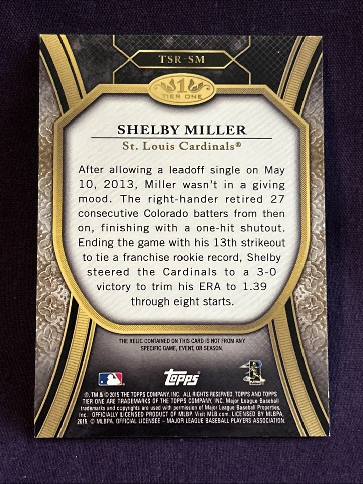 2015 Topps Tier One Relics 354/399 Shelby Miller Jersey - Image 2 of 2