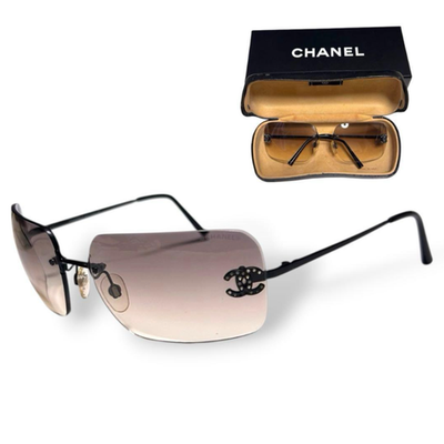 シャネル　サングラス4017-Dグラデーションブラウン　ラインストーンココマーク CHANEL（シャネル） ココマーク サングラス ラインストーン リムレス 小物