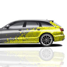 2er Set Auto Aufkleber Mosaik Scherben 200x60cm Geometrisch KX074 Gelb