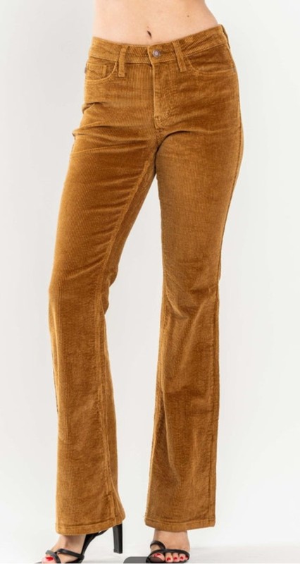 Women's Judy Blue Brown Overdyed Corduroy Bootcut Pants Mid Rise Size 13