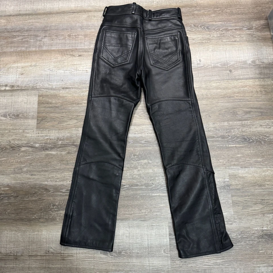 Pantalones de moto de cuero Easy Riders de colección para montar moto punk para mujer tiro alto Foto 3 de 4