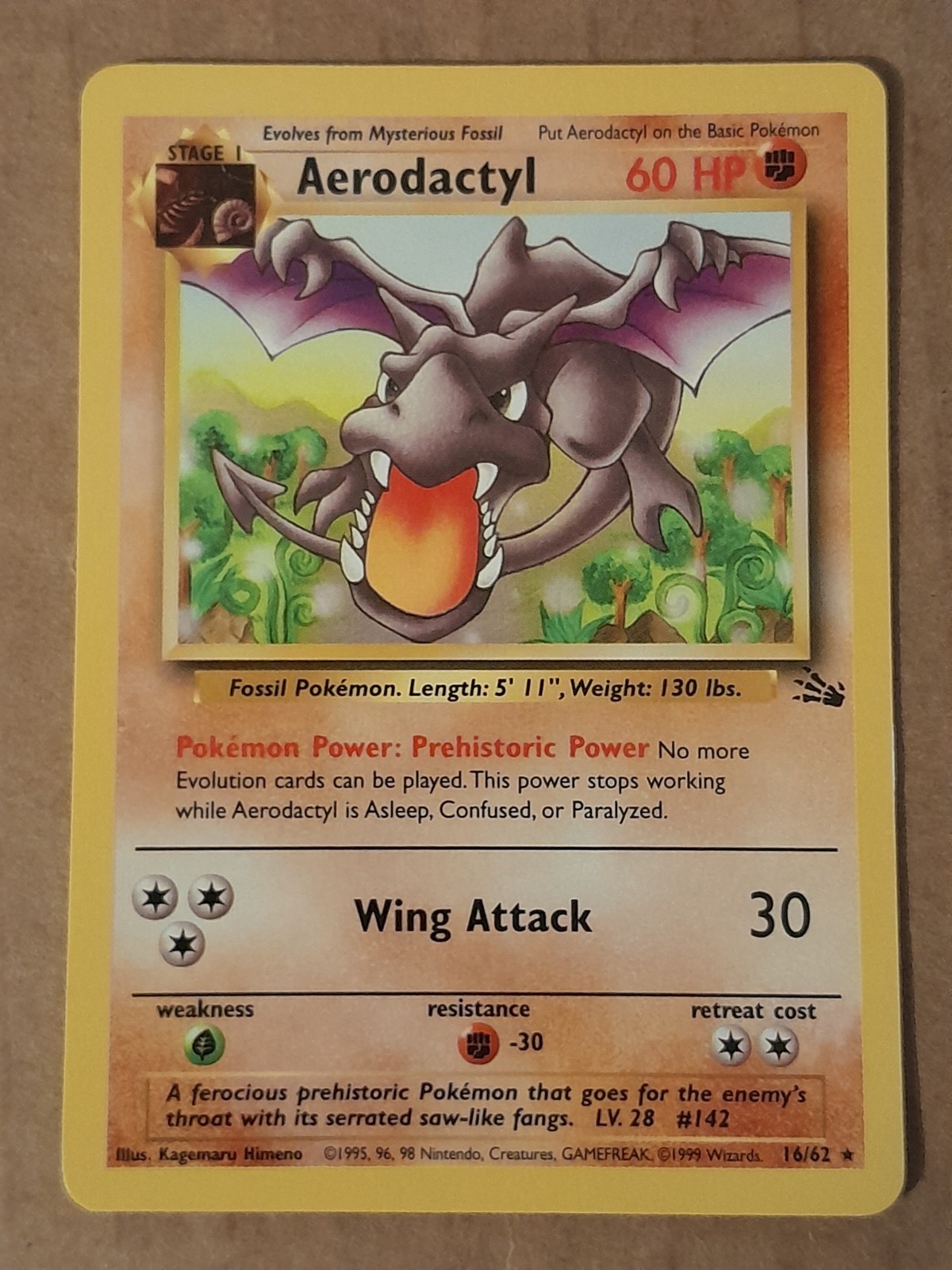 Pokemon Aerodactyl 16/62 Fossil Rare LP See Pictures