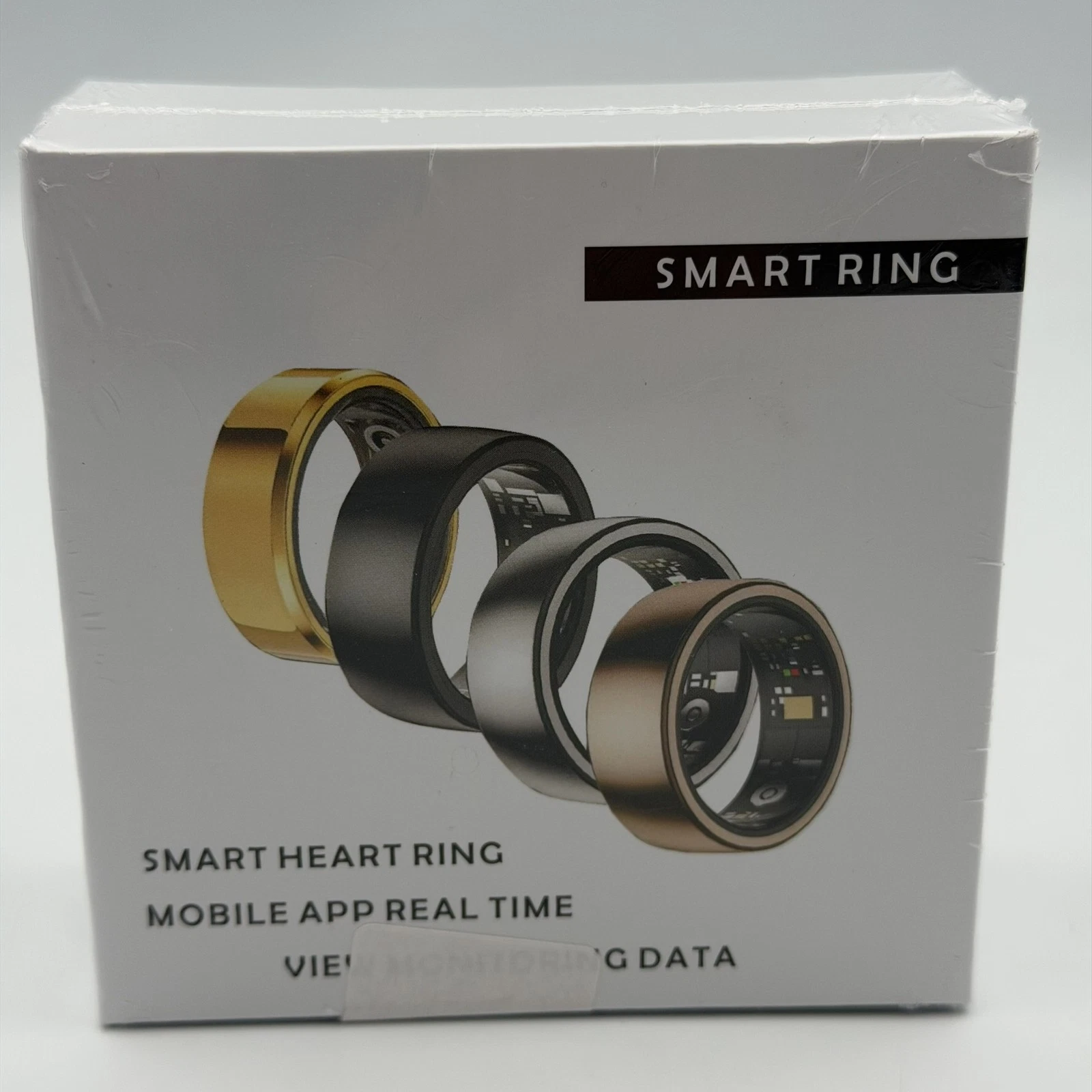 Healthy Smart Ring Black Size 10 Stainless Steel Heart Rate Monitor iOS Android