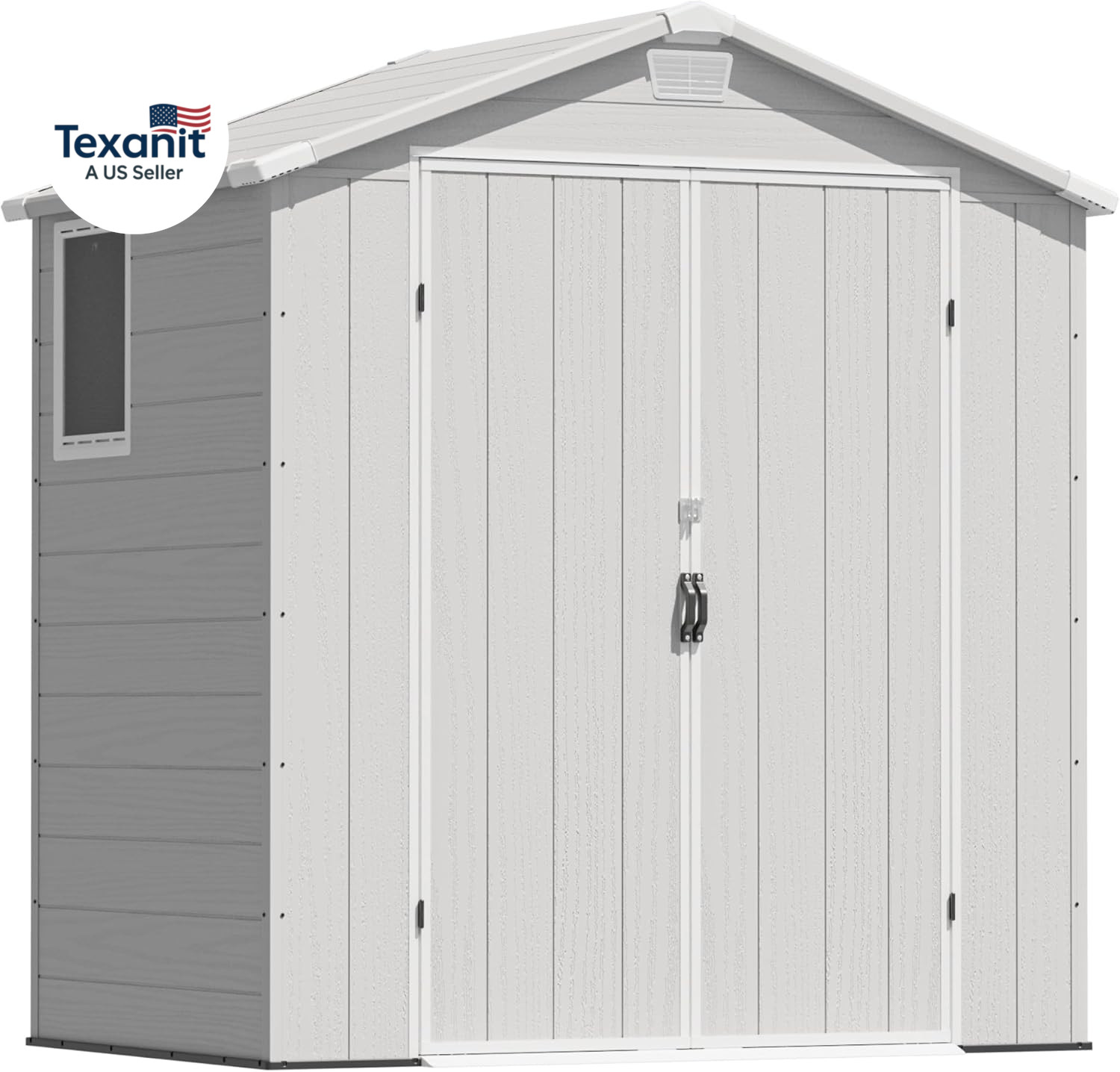 6X4Ft Plastic Outdoor Storage Shed with Floor, Resin Sheds with Lockable Double