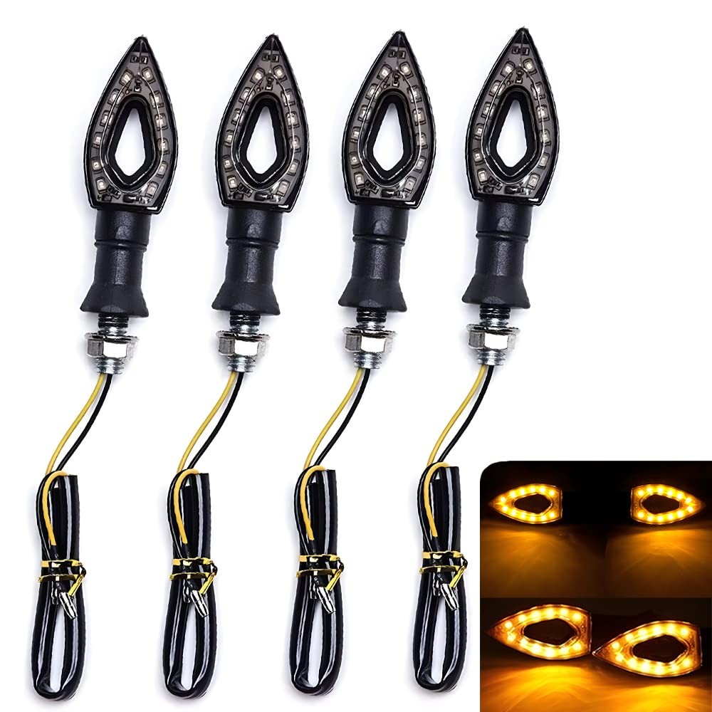 Clignotants Moto 12V LED Flèche Éclairage Ambre Universel Étanche pour Guidon et Arrière