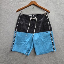 Hollister Men Swimwear 26 Black Swim Boardshorts Colorblock Activewear Logo NWT
