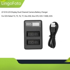 LP-E10 LCD Display Dual Channel Camera Battery Charger for LP-E10 EOS Rebel T3