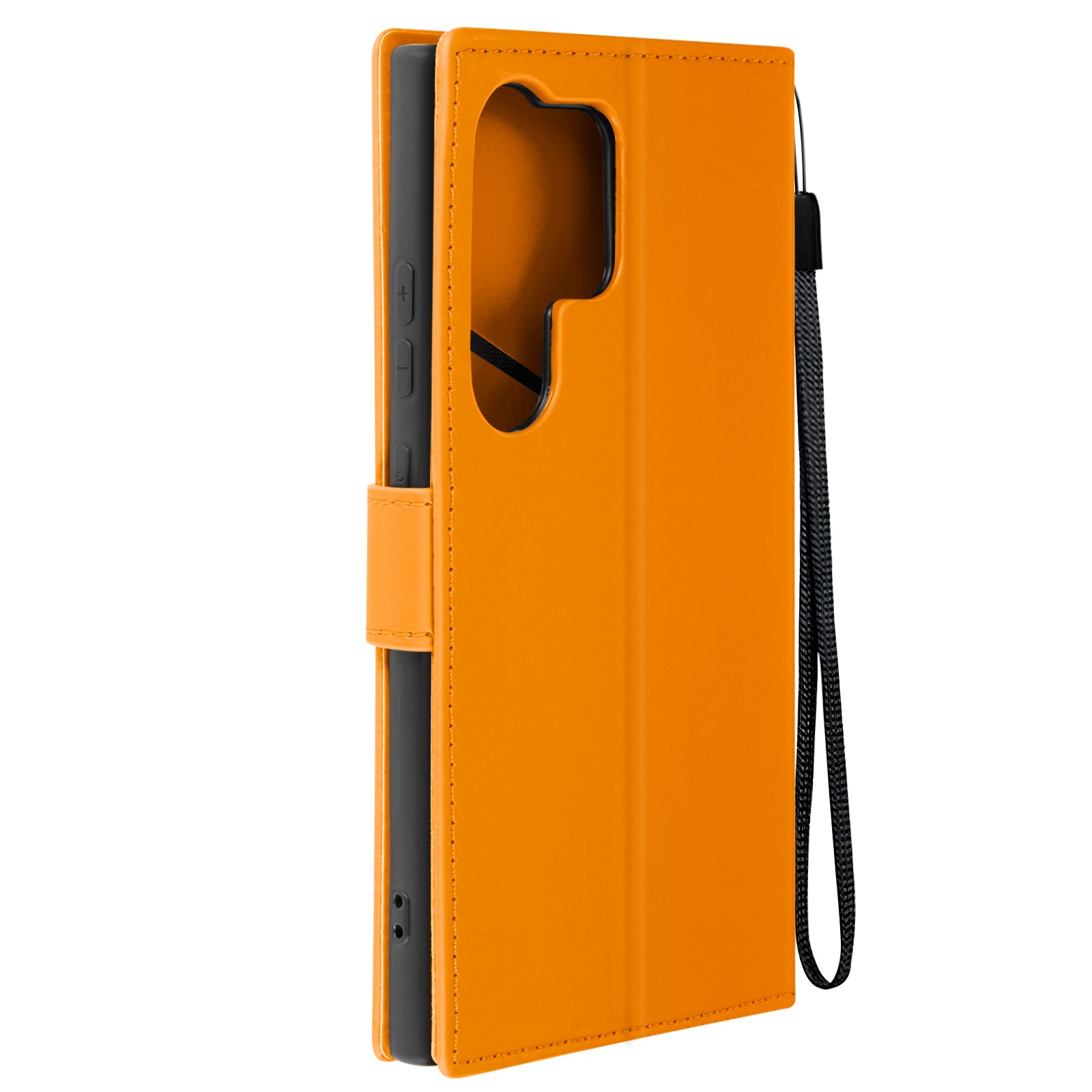Housse grenouille Galaxy S24 Ultra orange en simili cuir avec clapet portefeuille aimanté