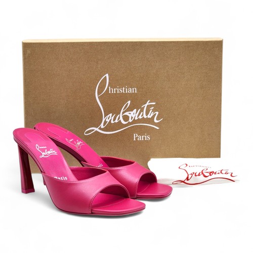 Christian Louboutin Condora 85 Leder Absatz Sandalen Pantoletten Rosa EU 37,5 US 7 - Bild 2 von 7