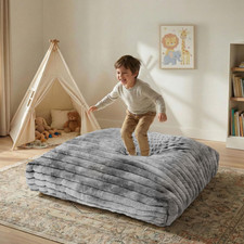 Sensory Crash Pad for Kids  Adults - 36" Gymnastics Foam Block - Grey White