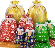 Christmas Drawstring Gift Bags with Tags - 40 Pcs Christmas Gift Bag Assorted Si