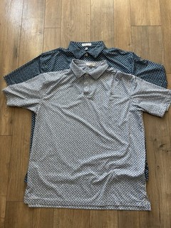 Peter Millar Youth XL Summer Comfort LOT of 2 White/Blue Golf Polo Pina Skullada