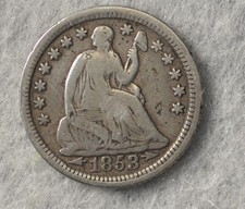 1853 SEATED LIBERTY HALF DIME WITH ARROWS