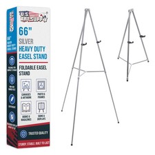 66" Silver Aluminum Display Easel and Presentation Stand, Floor and Tabletop Use
