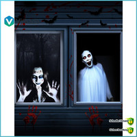 Halloween-Vorhang 2Er-Pack Frauengeist Gruselige Fenster TüR Dekoration Party