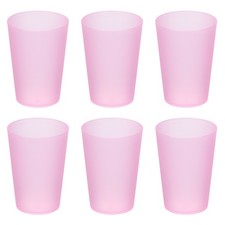 6Pcs Plastic Drinking Cups 11.8oz Unbreakable Water Tumblers Clear Pink