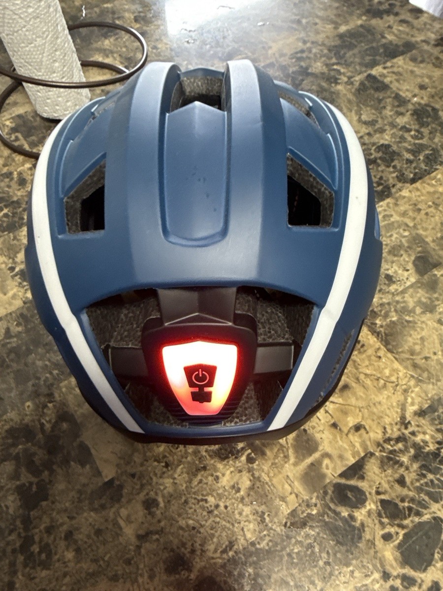 Set of 2 Bike Helmets Adult + Child Blue Matte With LED Light Excellent | eBay Set of 2 Bike Helmets Adult + Child Blue Matte With LED Light Excellent | eBay