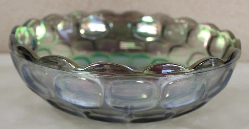 Vintage Federal Carnival Glass Yorktown Colonial Sundown Iridescent Bowl 9-3/8"