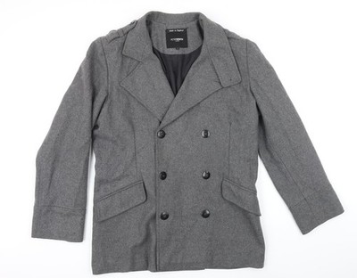 Peter Worth graue Herrenjacke Mantel Größe M geknöpft