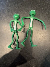 Vintage Sun Hill Bendable Green Frog Figurines 2 Pk Cord Wrap Twist 5” Lot 2
