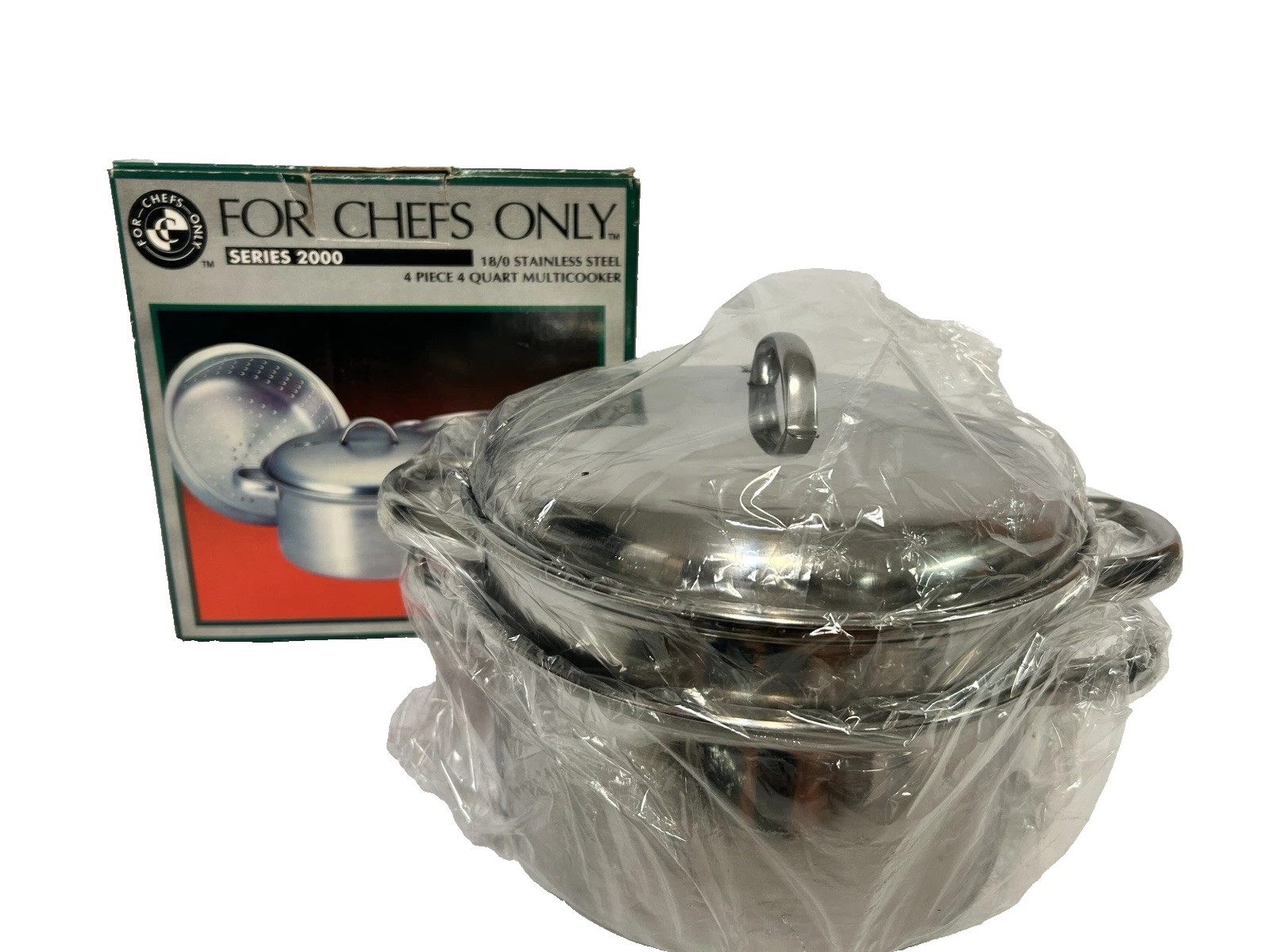 For Chefs Only 4 Pc Set: 4 Qt Stockpot, Cover, Steamer Insert & Steamer Basket