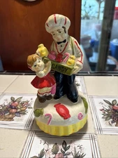 Vintage  Music Box Little Girl & Candy Man Works Sankyo Japan Sankyo