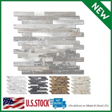 Peel and Stick Wood Metal Tile Backsplash, Stick on Tiles for Backsplash Kitchen