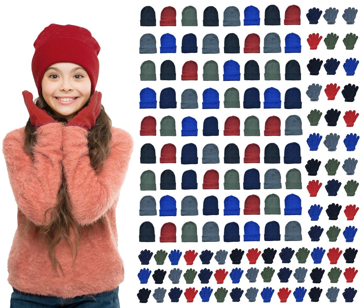 72 Pairs Yacht & Smith Wholesale Kids Beanie and Glove Kit Sets