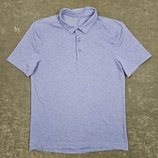 Lululemon Polo Shirt Mens Small Blue Heather Short Sleeve Performance Golf