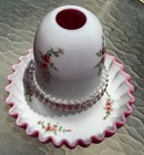 Vintage Fenton Reversible Moss Rose 4 Piece White Pink Floral Fairy Light Lamp — photo 10