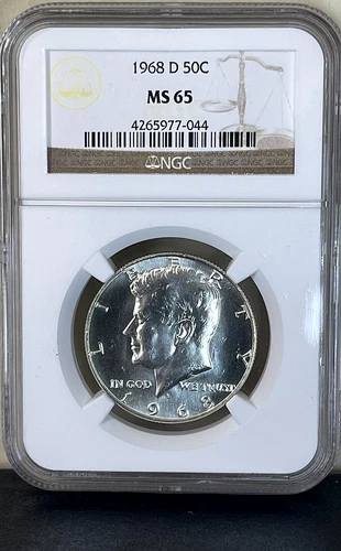 1968-D SILVER Kennedy Half Dollar NGC MS65 Full Luster