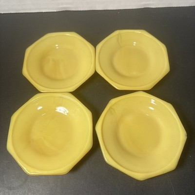 Arko Agate Yellow Slag Glass Toy Saucers set of 4