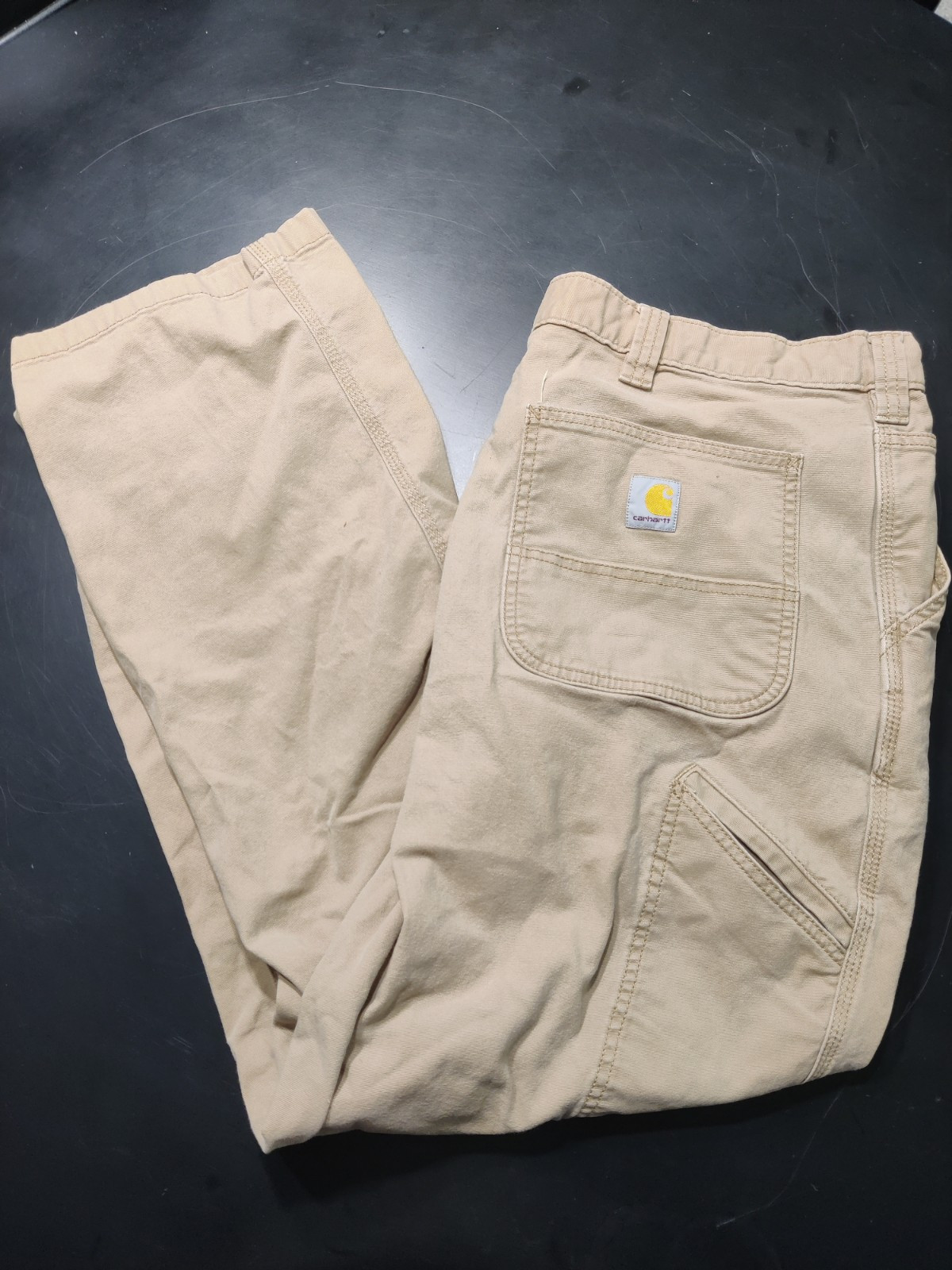 Carhartt Pants Mens 42x32 Solid Brown Relaxed Fit Rugged Flex Canvas Work Pant