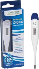 Veridian Digital Thermometer | 60-Second Readout | Fever Alert + Memory White 