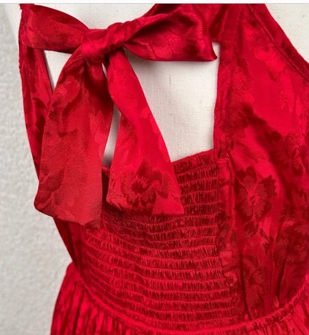 Vestido midi Band of the Free Anita para mujer XS rojo rubí envolvente nuevo con etiquetas Resort Boho Foto 3 de 4