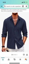 COOFANDY Men s Linen Beach Shirt Casual Dressy, Never Opened Package Sealed