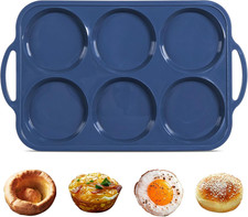 10Cm Giant Silicone Yorkshire Pudding Tray with Metal Handles,6 Cup Non Stick Ju