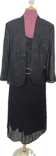 Black 2 Pc Dress Set Formal Glitter Bodice Sheer Jacket Plus Size 16W
