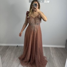 Peach Maxi Frill Dress Size 12