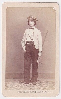 Jagd Jäger Gehstock Geweih Schwäbisch Gmünd Portrait CDV photo Foto 1870