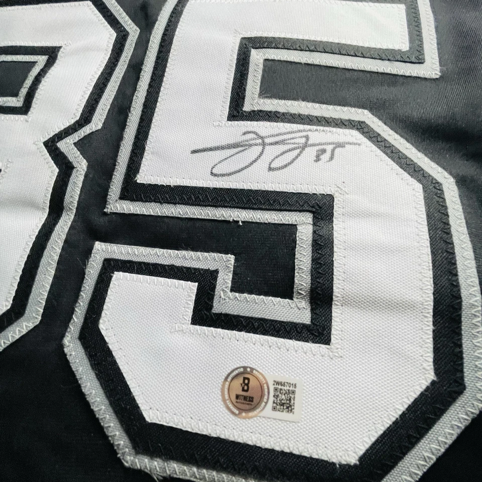 Camiseta deportiva firmada por Michael Jordan negra autografiada Frank Thomas Chicago Beckett Foto 3 de 4