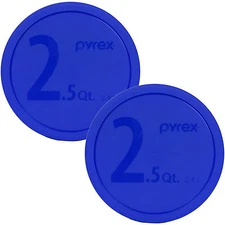 Pyrex 325-PC 2.5 Quart 10" Round Blue Storage Lid Cover 2PK New for Mixing Bowl